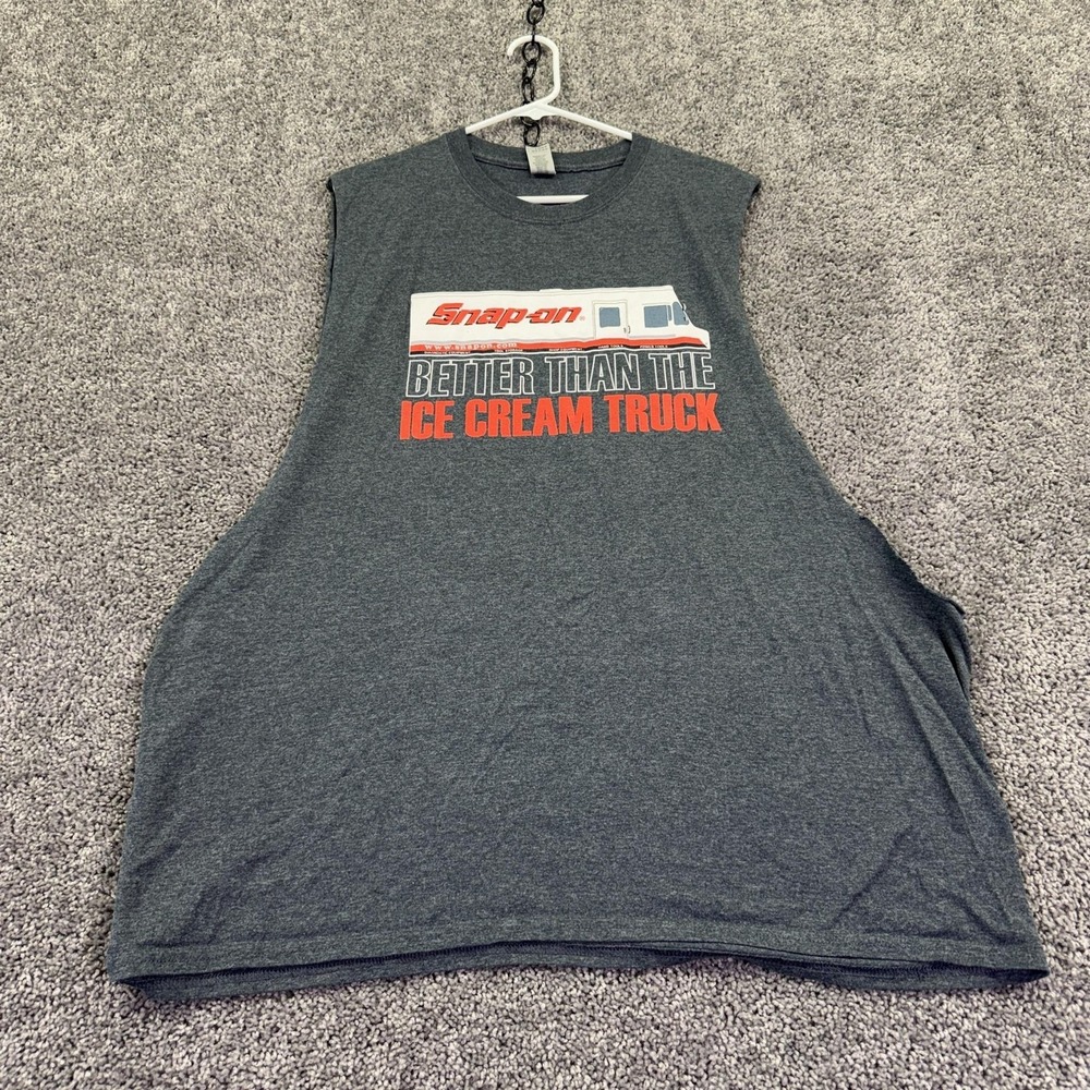 Gildan Shirt Mens 3XL Gray Sleeveless Snap-on Ice Cream Truck Graphic Tee